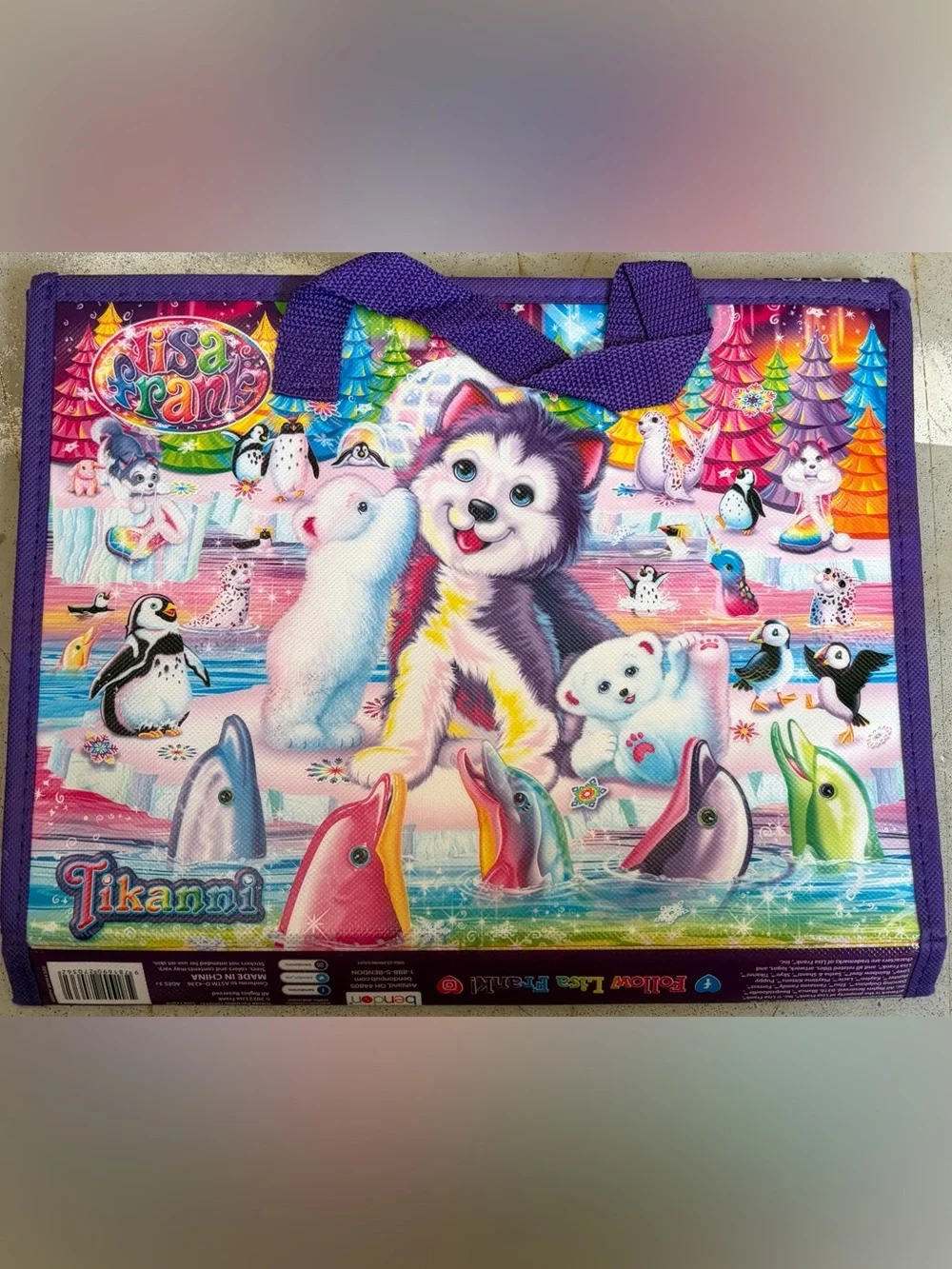 Lisa Frank Tikanni Husky Trifold Organizer Portfolio Tote Case